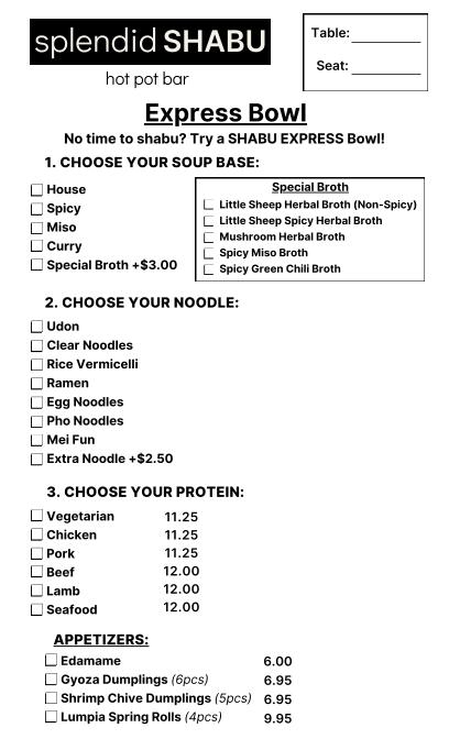 Splendid Shabu Menu image 1