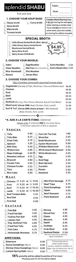 Splendid Shabu Menu image 2